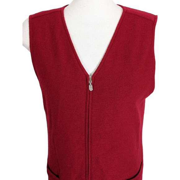 Vintage Talbots Wool Shift Dress Womens Size 12 Red Zipper Pockets Lined Modest - Picture 5 of 8